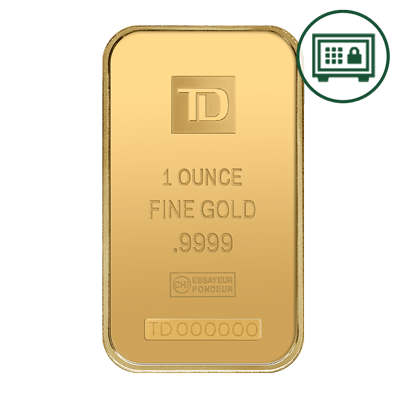 A picture of a 1 oz. TD Gold Bar - Secure Storage